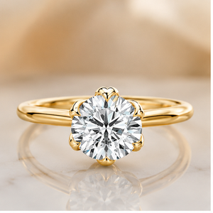 Anillos de Diamantes Solitarios de Moissanita en Oro de 14K para Mujer, con Engaste de Seis Puntas, para Compromiso, Boda, Aniversario o Propuesta - Product Image 1