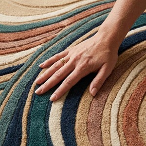 Alfombra Moderna Abstracta con Diseño de Olas, Multicolor, Contemporánea, Suave, Afelpada y con Mechones, para Sala de Estar, Dormitorio, Oficina, Decoración del Hogar - Product Image 4