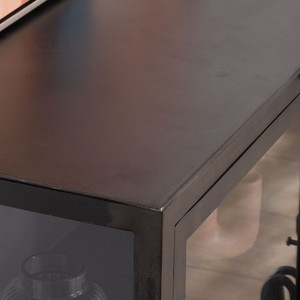 Vandana Autumn Matter Black metal <b>sideboard</b> with glass doors, 4 doors Black Cook - Product Image 5