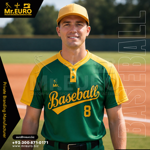 Maillot de baseball personnalisé en gros unisexe à manches courtes col en V anti-bactérien imprimé par sublimation devant raglan deux boutons équipe 100% - Product Image 3