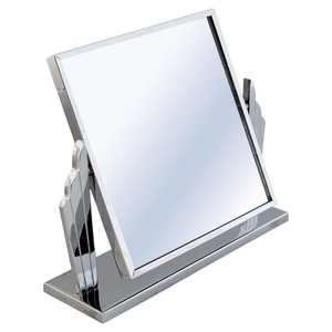 Miroir encadré en métal Art Déco avec support décoratif, design sur pied - Product Image 5