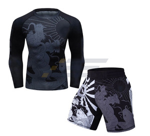 Traje de Rashguard de MMA Personalizado de Alta Calidad para Hombre, para BJJ, Fitness y Grappling, Incluye Rashguard y Pantalones Cortos - Product Image 4