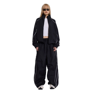 <b>Vintage</b> Women's Loose Fit <b>Windbreaker</b> Tracksuit Custom Design With White Piping Women Tracksuits - Product Image 1