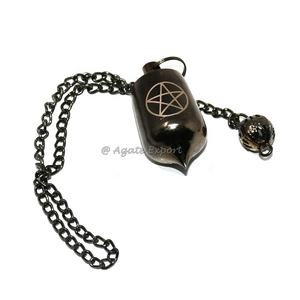 Venta al por mayor Sier Drop Dowsing péndulos tallados péndulos de metal de latón con piedra preciosa de ágata para técnicas de radiestesia - Product Image 1
