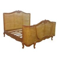 Cama de Ratán con Estructura de Madera de Caoba, Tamaño King, Fabricada en Indonesia para Muebles de Dormitorio de Estilo Americano
