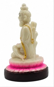 Statue de Bouddha en pierre blanche Loknath, design zen asiatique poli pour la décoration de la maison - Product Image 5