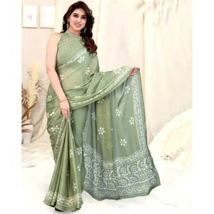 ผ้าส่าหรีผ้าไหมพิมพ์ลายผ้าบาติกผ้าบาติกจากนักออกแบบ - Product Image 1