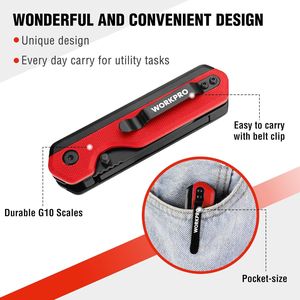 Cutter à lame interchangeable rapide avec clip ceinture, couteau utilitaire pliant 2-en-1 à verrouillage Liner-Lock - Product Image 3