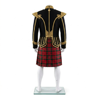 Veste doublette écossaise unisexe pour adultes - Noire, tactique, uniforme de tambourinier écossais, protection contre les aiguilles