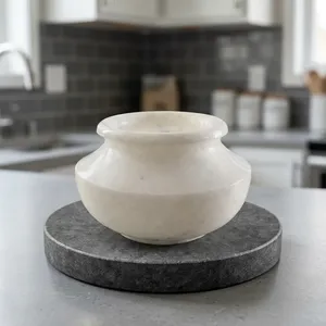 Premium White Marble Handi <b>Pot</b> Natural <b>Stone</b> Planter Serving Bowl Decorative Marble <b>Pot</b> for <b>Plants</b> Curd Desserts Kitchen - Product Image 2