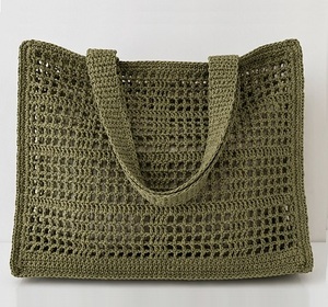 Sac fourre-tout au crochet couleur unie style bohème écologique à ouverture supérieure pour femme, idéal pour la plage et toutes les saisons - Product Image 1