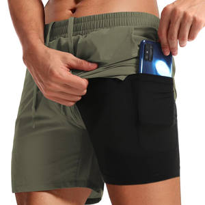Pantalones cortos de playa para hombre de 160g, 97% poliéster, 3% algodón, tela satinada, impermeables, de secado rápido, de longitud media, informales, para correr. - Product Image 2