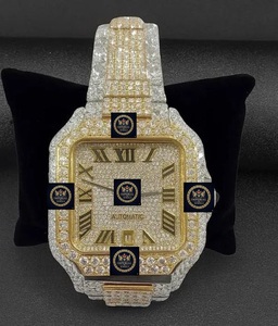 Montre de luxe pour homme Imperial Jewels avec moissanite, boîtier carré de 42 mm, mouvement automatique, cadran avec indicateur GPS, bracelet en acier inoxydable doré - Product Image 2