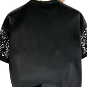 Camiseta con Pedrería de Estrellas para Mujer y Hombre, 100% Algodón, con Cristales Brillantes, Top de Moda, Ropa Urbana de Lujo, con Logotipo Personalizado - Product Image 5