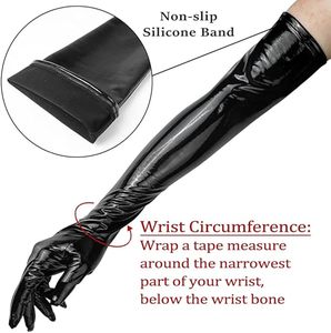 Long Leather <b>Gloves</b>, Anti-skid Women Shiny Wet Look <b>Gloves</b> - Product Image 4