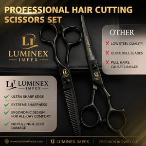 NYBL-55 5.5inch Straight <b>Left</b>-<b>handed</b> <b>Scissors</b> JAPAN 440C Sharp 58-59HRC Hardness Stainless Steel Handle Barber Shears Hair 28 - Product Image 4