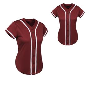 Camiseta de béisbol y softbol con logotipo bordado personalizado para mujer, camisetas deportivas con botones de poliéster transpirable - Product Image 1
