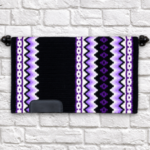 Blue <b>Aztec</b> Pattern Western Wool Saddle Blanket Pad Custom Horse Saddle Pad <b>Fleece</b> Lined Equestrian Show Saddle Blanket Pad - Product Image 4