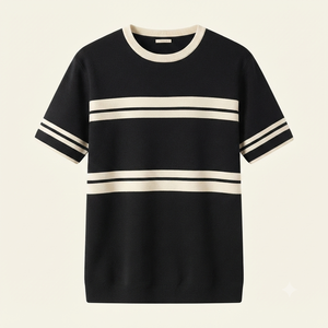เสื้อยืดถักสไตล์วินเทจสำหรับผู้ชาย ทรงหลวม คอกลม สองสี แขนสั้น ลายการ์ตูน สำหรับฤดูร้อน ยังไม่มีรีวิว - Product Image 2