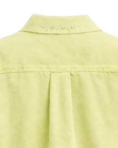 Veste en jean courte pour femme, vert clair personnalisé, avec fermeture boutonnée sur le devant ornée de strass, manches longues, style streetwear tendance - Product Image 6