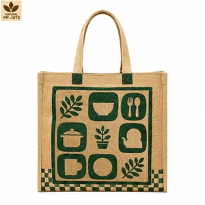 Sac de courses en jute naturel laminé, sac de courses pour la vente au détail, 36x40x15 cm, logo personnalisé, vente en gros, OEM, marque privée, modèle MY-JT-14 - Product Image 2