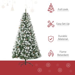 Albero di Natale Artificiale Non Illuminato da 1,8 m, Effetto Neve, Rami Realistici, 61 Pigne e 800 Punte - Product Image 6