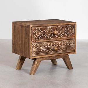 Mesita de noche Vandana Amber Grain de madera de mango - Product Image 1