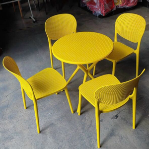 Versatile Plastic <b>Round</b> <b>Table</b> with Stable Structure and Easy Maintenance Surface for Patios Balconies and Living Areas - Product Image 3