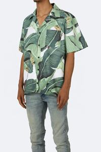 Chemises hawaïennes en coton OEM, impression personnalisée, manches courtes, chemises décontractées pour hommes, été - Product Image 5