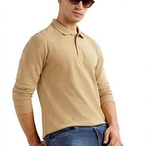เสื้อโปโลแขนยาวผู้ชาย คอปกติดขอบ สีดำล้วน เสื้อยืดกอล์ฟลำลองสไตล์ธุรกิจ ผ้าฝ้าย - Product Image 4