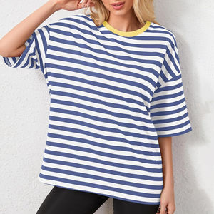 T-shirt décontracté à col rond et manches courtes 100% coton pour femme, coupe oversize, respirant, nouveau t-shirt uni pour femme - Product Image 4