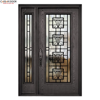 Portes d'entrée doubles extérieures en fer forgé et verre pour villa, finition personnalisable, étanches, garantie 3 ans