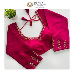 Nueva Colección de Diseñador de Ropa Tradicional India, Blusa Kimora de Seda con Bordado Dorado a Mano, Blusa con Cuello en V para Fiestas - Product Image 3