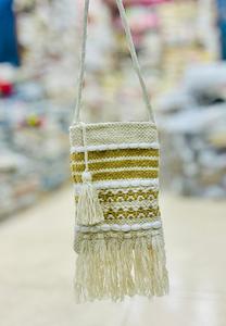 Handwoven Dari Cotton Tote Bag <b>Square</b> Pattern Shoulder Sling Bag Zipper Closure Multi Color 3L+ for Daily Use - Product Image 2