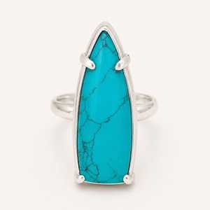 Handmade Sterling <b>Silver</b> Turquoise Ring Natural Gemstone Jewelry Unique Elegant Fashion Wedding Anniversary Gift Unisex Terdrop - Product Image 4