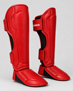 Protector de Piernas Deportivo Webson Rojo de Cuero PU con Cierre de Velcro, Protección Integral Ligera para Adultos, Precio Económico - Product Image 3