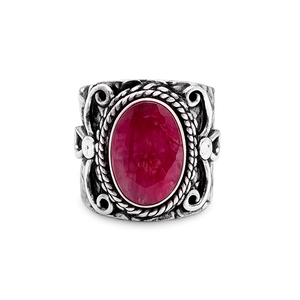 Anillo de rubí en plata de ley 925, clásico, regalo de aniversario, unisex, oxidado, hecho a mano, joyería de moda al por mayor. - Product Image 2