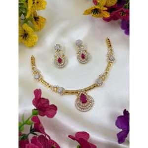 Indian Ethnic Falak Two Tone Gold Plated Casual Hasli Necklace & Earring Set for Wedding - Product Image 6