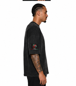 T-shirt en coton tricoté 100 % personnalisé pour homme, 250 g/m², poids lourd, délavé à l'acide, style vintage uni, streetwear unisexe, coupe classique - Product Image 2