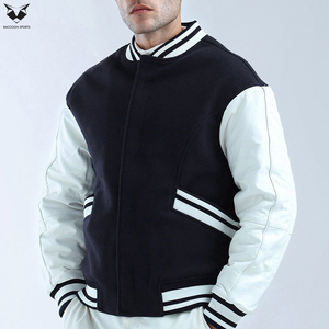 Black And White Color Good Quality With Reasonable Price Customized Logo Print Breathable Men Street Wear Varsity Jacket - Product Image 5