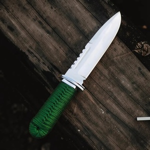 Cuchillo Bowie de Hoja Fija Hecho a Mano de Acero Inoxidable con Punta Caída y Mango Envuelto en Cordón Verde de A&M ENTERPRISES, Cuchillos Utilitarios ODM OEM - Product Image 4