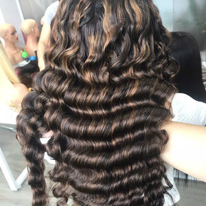 Beautiful Human Hair <b>Wig</b> Deep Wave Piano <b>Brown</b> Color 100% Human Hair <b>Wig</b> Factory Price Super Double Drawn - Product Image 3