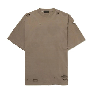 T-shirt décontracté pour homme, effet usé, anti-plis, haute qualité, 100% coton respirant, manches courtes, logo/couleurs personnalisables - Product Image 2