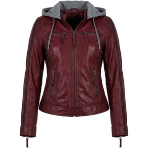 Chaqueta con Capucha de Cuero Genuino Marrón para Hombre, Invierno, Casual, Cierre Completo, Transpirable, Teñido Liso, Personalizable, OEM, Venta al Por Mayor - Product Image 3