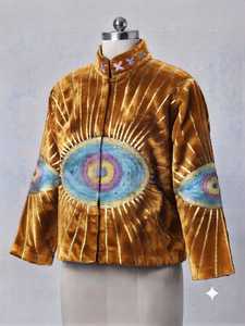 Veste en velours marron doré Suzani pour femmes, vente en gros, veste brodée de créateur haut de gamme, vêtement ethnique traditionnel - Product Image 3