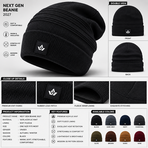 Custom Unisex Solid Black Knit Beanie Hat Acrylic <b>Winter</b> <b>Cap</b> Casual Warm Cuffed Headwear Adult 56-58CM - Product Image 5