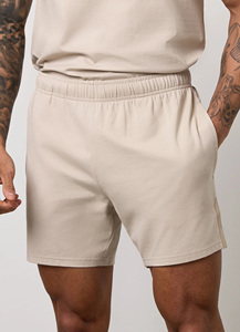 Conjunto Deportivo Minimalista de 2 Piezas para Hombre, Color Beige, Personalizado OEM, para Gimnasio, Verano, Transpirable y que Absorbe la Humedad, Camiseta y Pantalones Cortos - Product Image 4