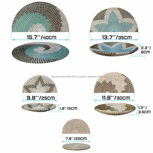 Juego de 5 cestas colgantes de pared para decoración artística, arte de pared para dormitorio, sala de estar o oficina, estilo moderno y de lujo, color azul - Product Image 5