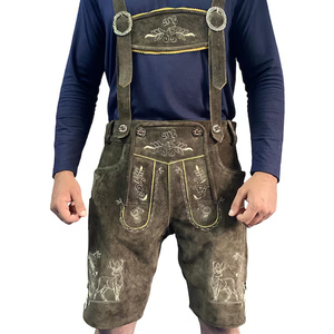 Lederhosen bavaroises authentiques pour hommes, shorts traditionnels pour l'Oktoberfest, en cuir tricoté, couleur unie, séchage rapide, légers - Product Image 5