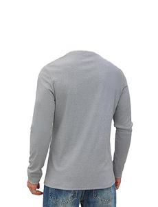 T-shirt décontracté à manches longues et col en V pour homme, t-shirt classique basique uni - Product Image 2